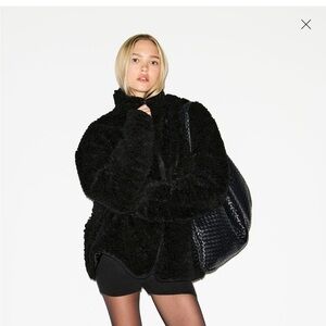SKIMS FAUX FUR OVERSIZED MOCK NECK JACKET